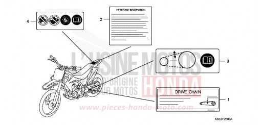 ETIQUETTE DE PRECAUTIONS CRF150RB9 de 2009